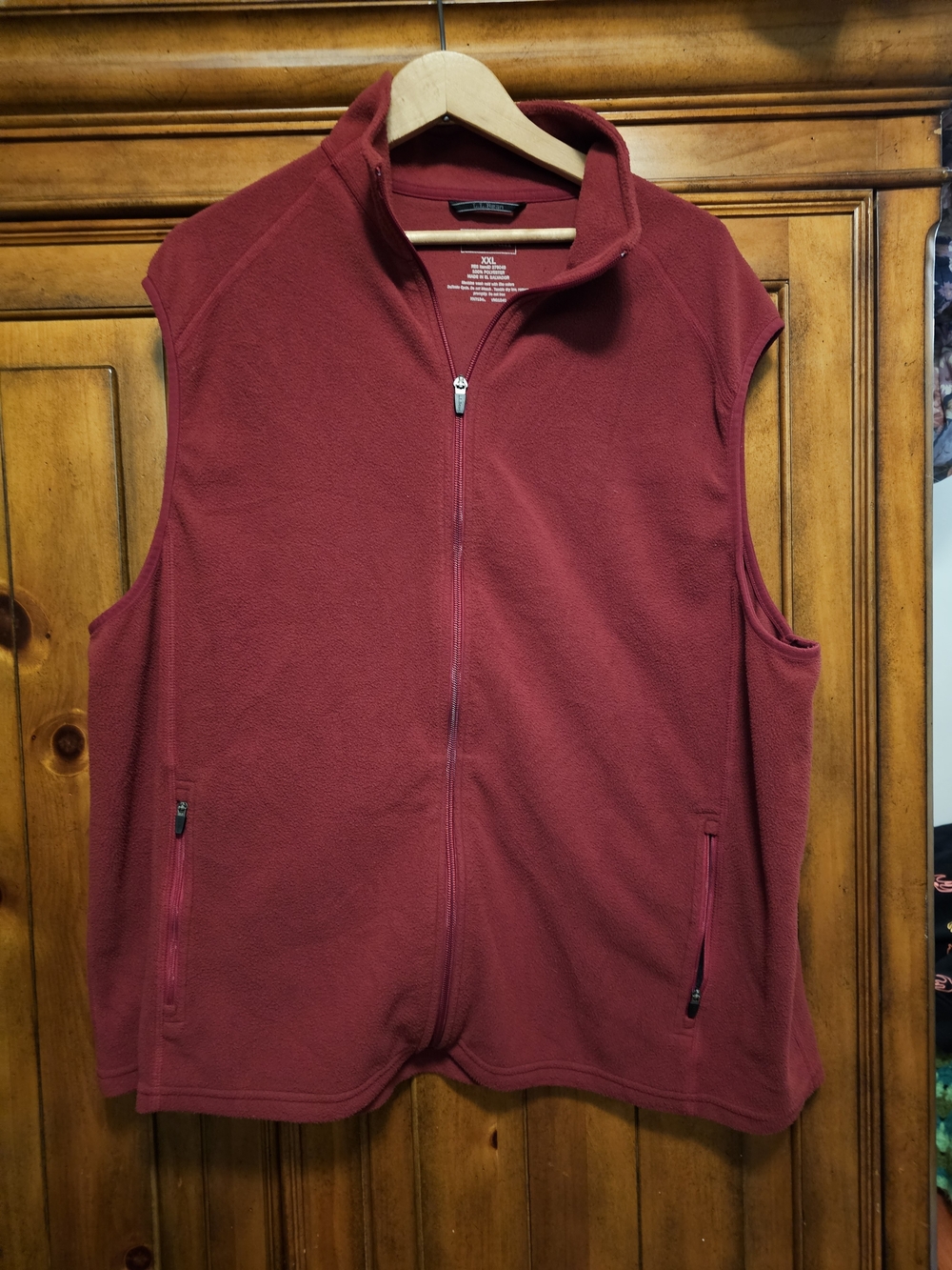 L.L. Bean Burgundy Maroon Polar Fleece Zipper Vest Gorpcore Men's XXL